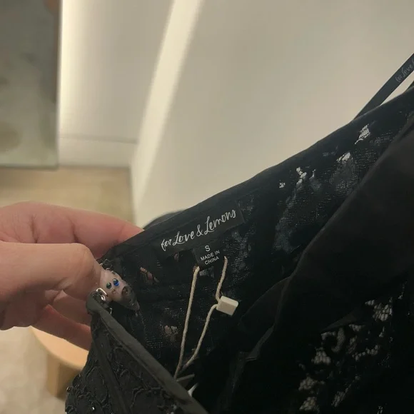 For Love And Lemons Black Mini Dress with White Accents - Picture 3 of 5